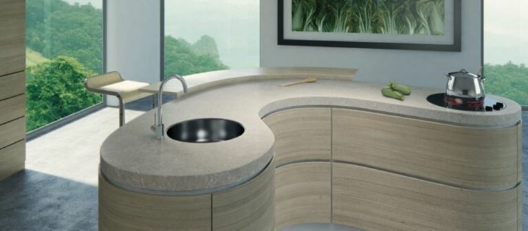 kitchen worktop ideas showing Caesarstone® worktop in Bianco Drift