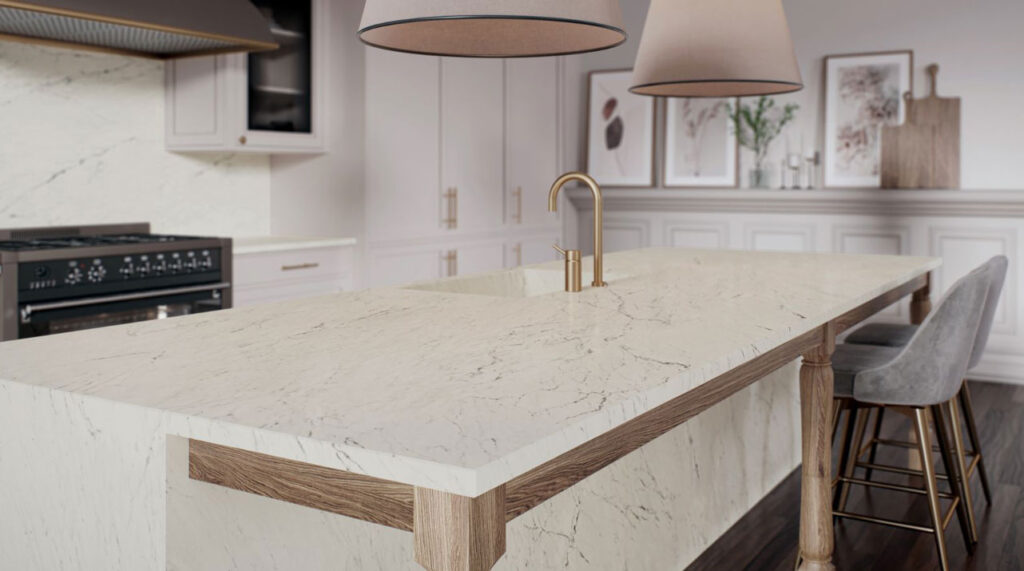 Kitchen with Caesarstone® worktop with undermount sink