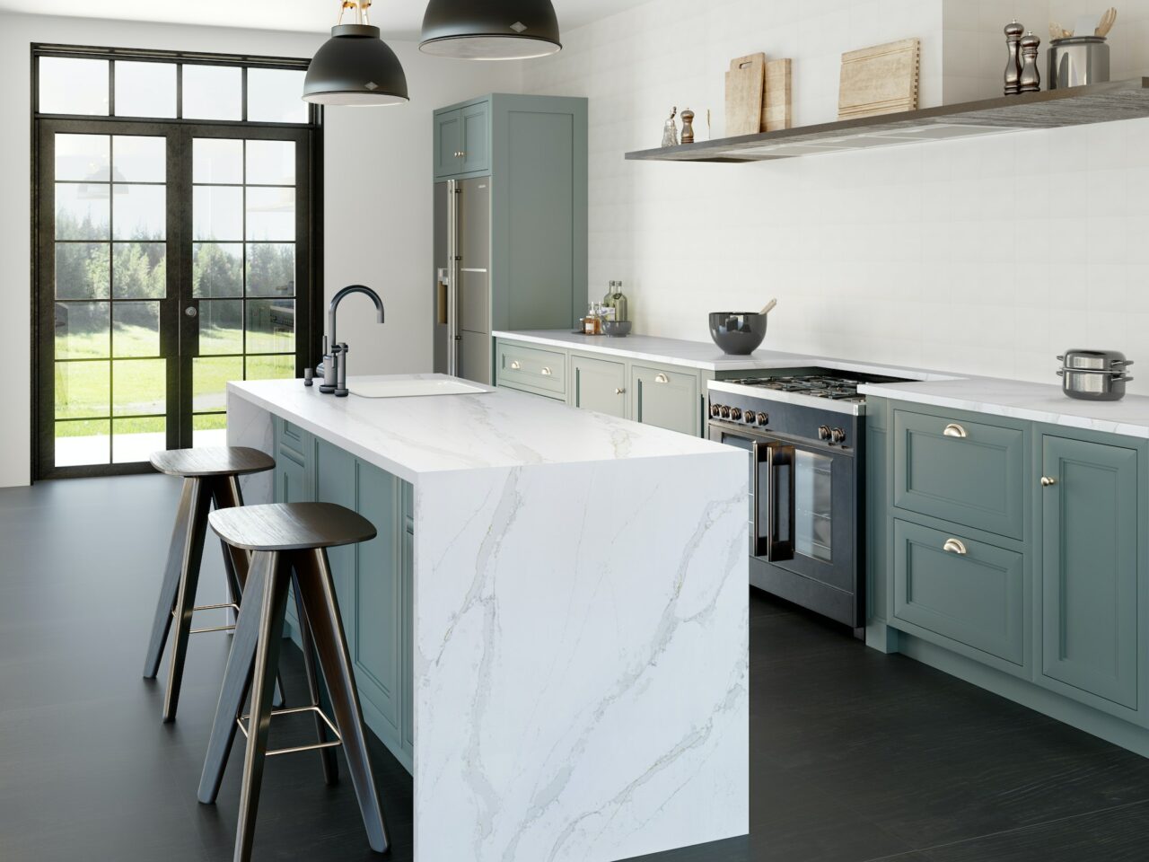 Kitchen with Silestone® quartz worktops in Et Calacatta Gold