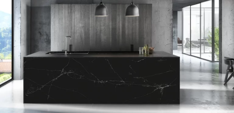 Kitchen with Compac worktops in Unique Marquina
