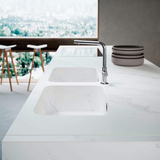 A Silestone sink and tap
