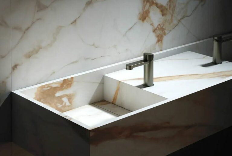Porcelanosa XTONE sink and wall cladding in a nature finish